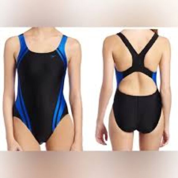 Speedo Black & Blue Quantum Splice One Piece Swimsuit, S - Picture 2 of 6